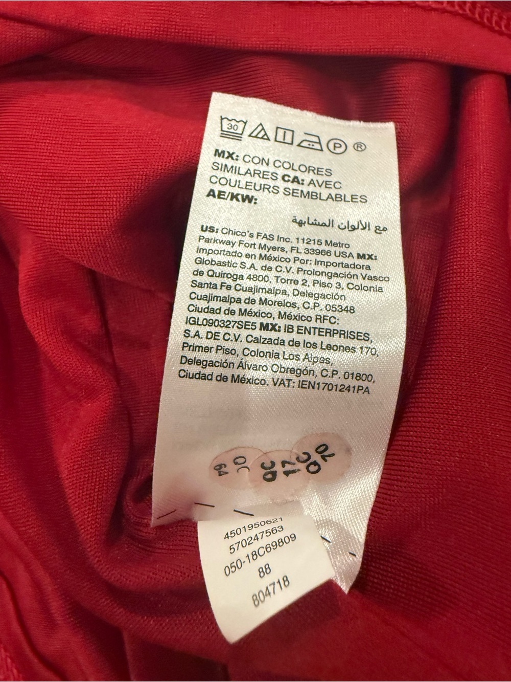Chico’s Red V-Neck Shift Dress with Flare Sleeves Size 3 - Picture 5 of 5
